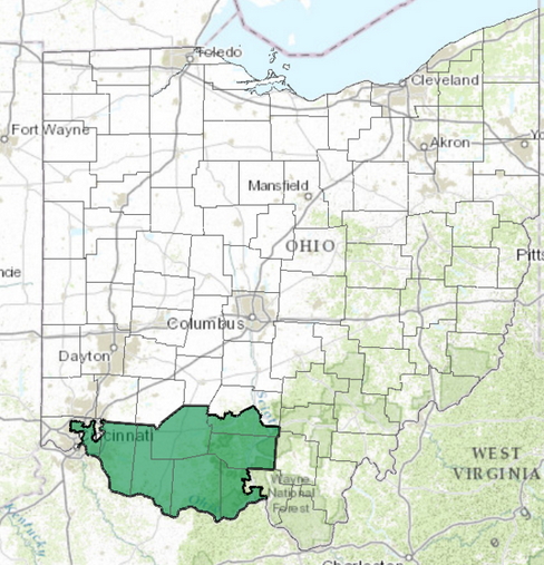 Ohio's 2nd Congressional District - National Atlas/Wikipedia