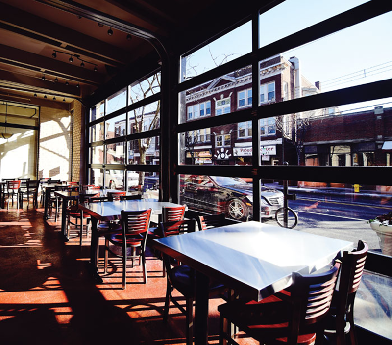 Live! at the Ludlow Garage features floor-to-ceiling views of Clifton's eclectic Ludlow Avenue.