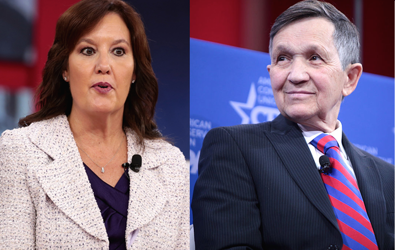 Republican Lt. Gov. Mary Taylor and Democrat former U.S. Rep. Dennis Kucinich have taken unusual campaign approaches as they look to defeat establishment favorites in their respective party primaries. - Photos by Gage Skidmore