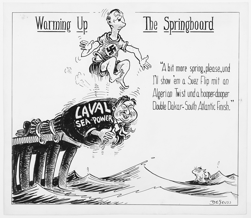 Theodor Seuss Geisel’s “Warming Up the Springboard” from 1942.