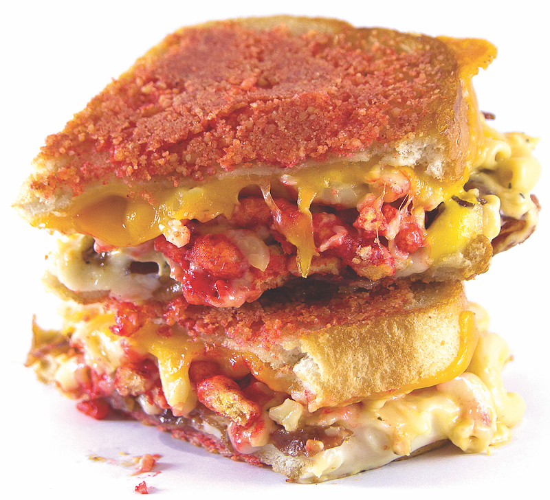 A Flamin' Hot-crusted melt with macaroni and cheese inside!