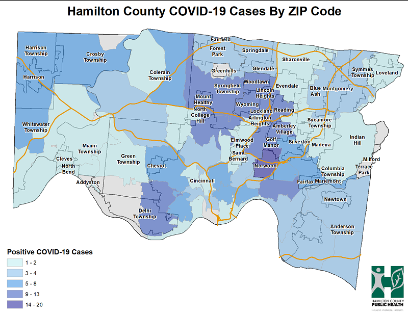 Confirmed Coronavirus Cases in Hamilton County by Zip Code