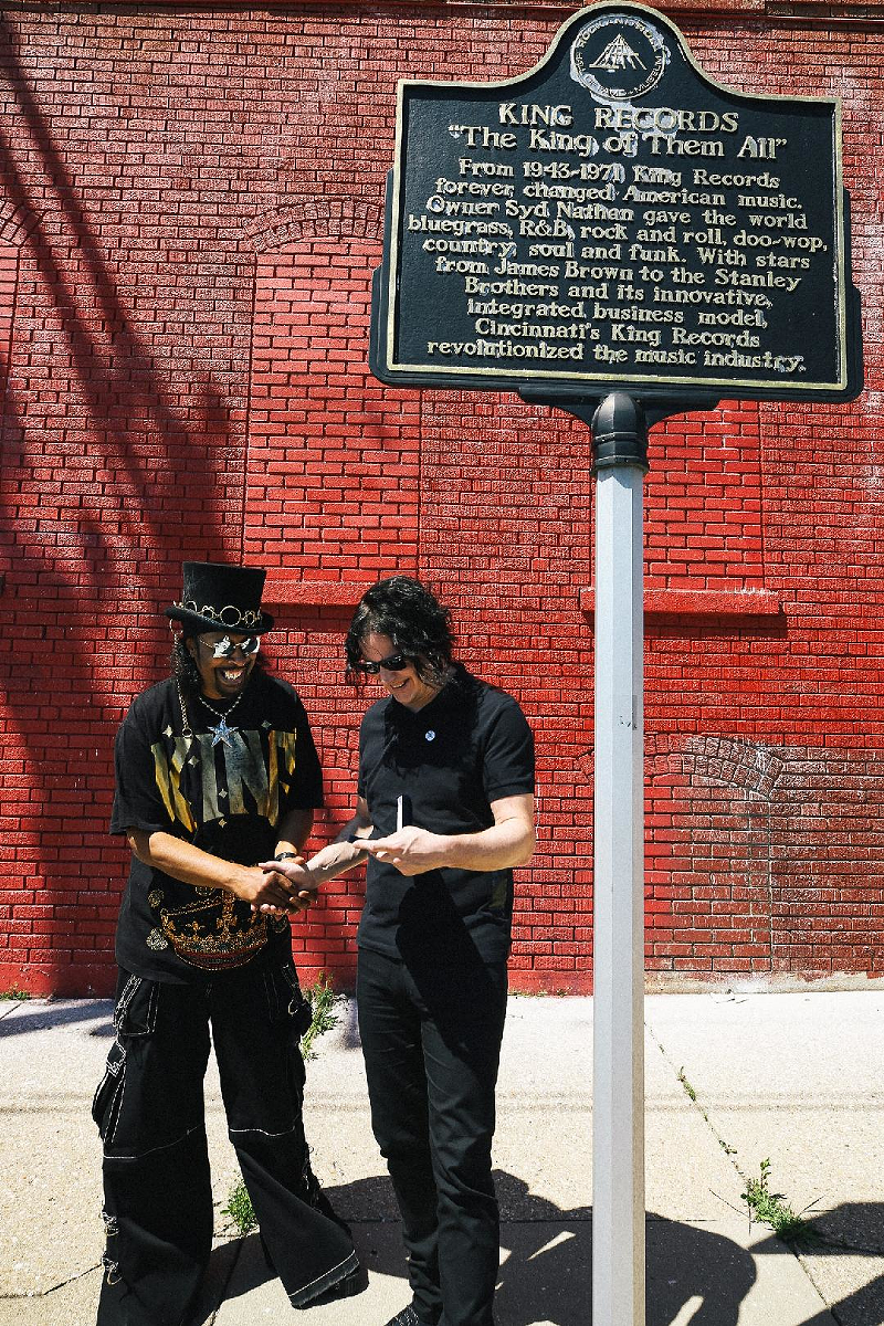 Bootsy Collins with Jack White at King Records marker - PHOTO: THIRD MAN/DAVID SWANSON