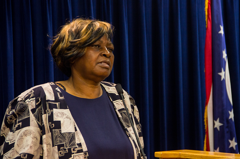 Audrey DuBose, mother of Sam DuBose, at the announcement of Tensing's indictment by Hamilton County Prosecutor Joe Deters. - Nick Swartsell