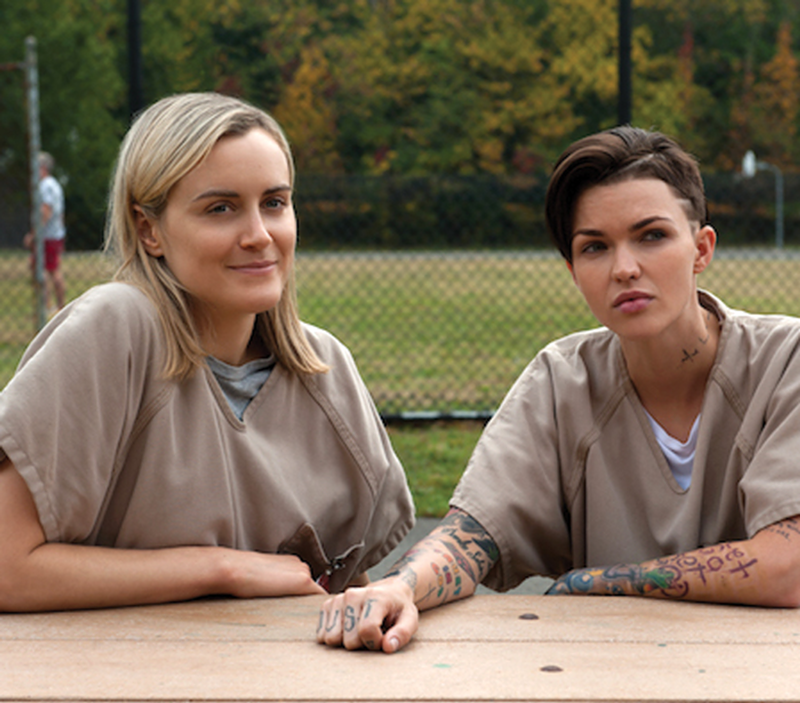 Taylor Schilling (Piper) and Ruby Rose (Stella) in OITNB