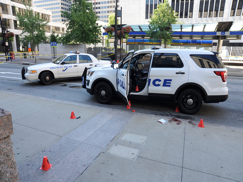 The scene of the Aug. 7 police-involved shooting of Jawari Porter at Government Square.