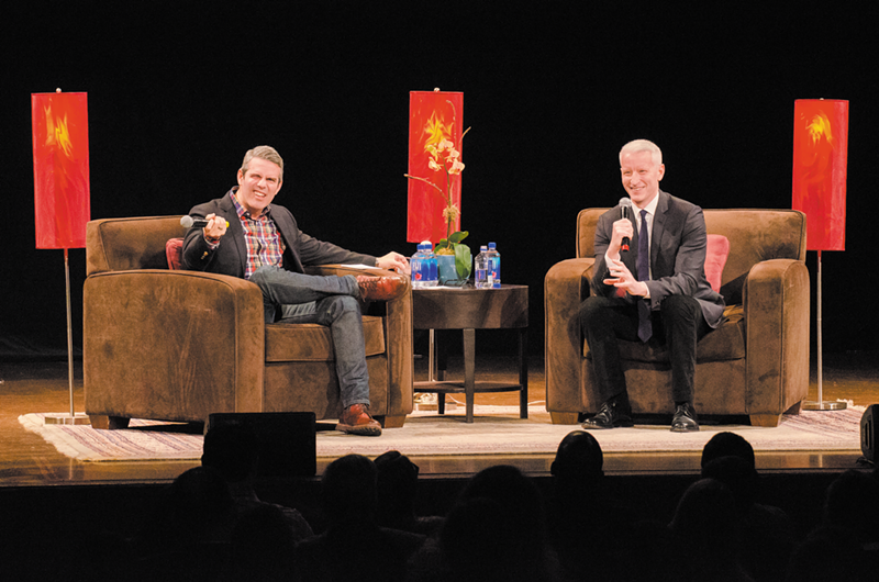 Andy Cohen (left) and Anderson Cooper during one of their live shows. - Glenn Kulbako