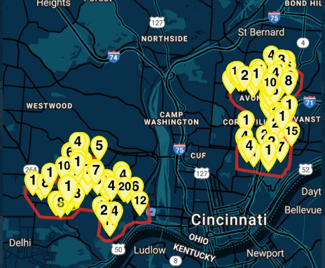 Gunfire reported by Shotspotter on New Years Eve - Cincinnati Police