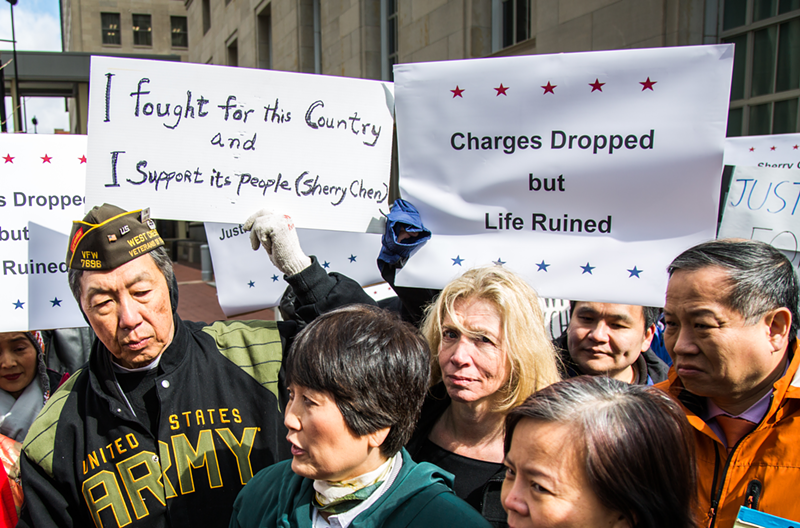 Sherry Chen and supporters rallied outside the federal courthouse on March 14. - Photo: Hailey Bollinger