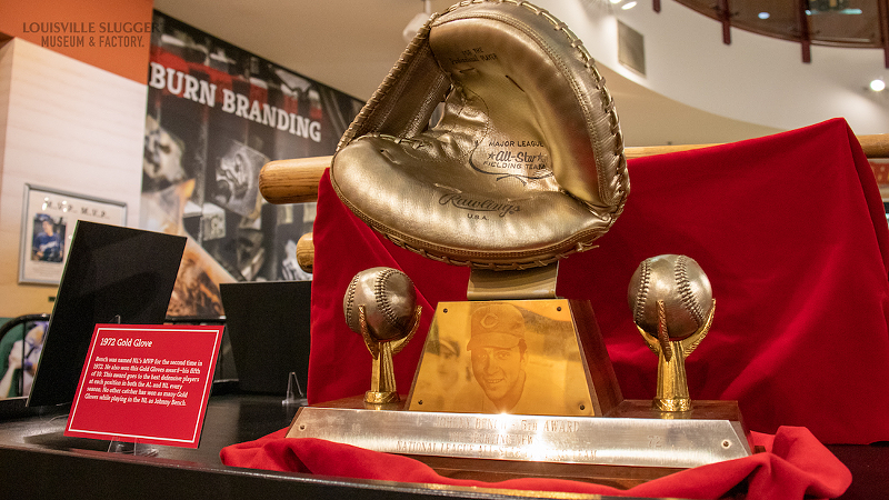 Johnny Bench's 1972 Gold Glove is on display at the Louisville Slugger Museum and Factory. - Photo: Louisville Slugger Museum and Factory