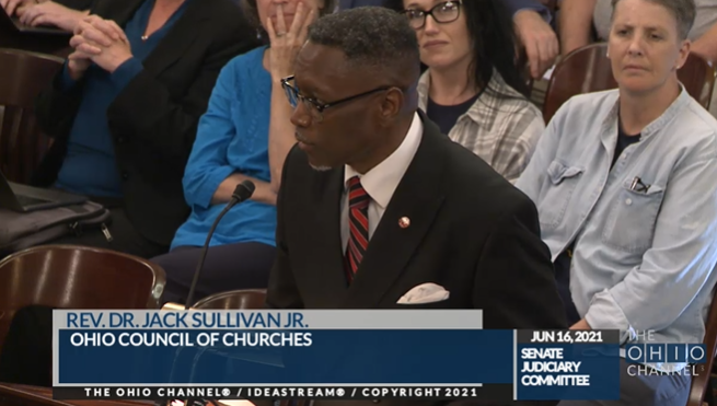 The Rev. Dr. Jack Sullivan, Jr., executive director of the Ohio Council for Churches speaks on a measure to abolish the death penalty in Ohio. - Image: The Ohio Channel video still