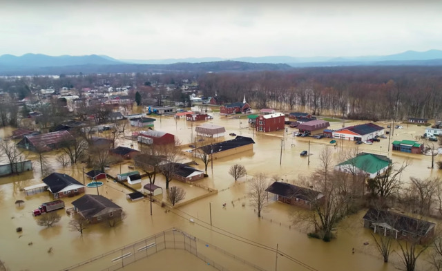 Flooding over Clay City, Kentucky. - Image: Ben Childers video still
