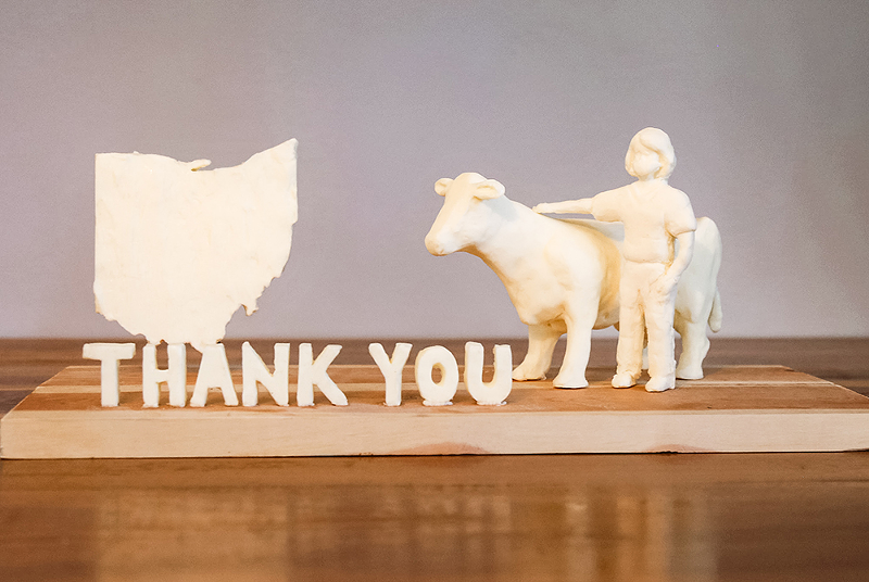 The 2020 winner of the DIY #BuildYourButterCow contest. Their cow included a message of gratitude for Ohio's nurses, says the American Dairy Association Mideast. - Photo: American Dairy Association Mideast
