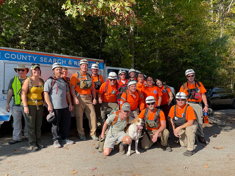 Rescuers say it was a miracle that Tyson, a pitbull mix, was “basically unhurt” after a 170-foot fall off a cliff in Red River Gorge this weekend. - Photo: Wolfe County Search & Rescue Team
