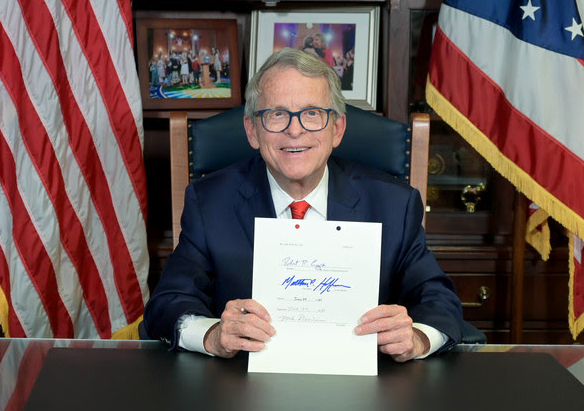 Gov. Mike DeWine signed the $74 billion, two-year state budget on Wednesday evening. - Photo: Official photo
