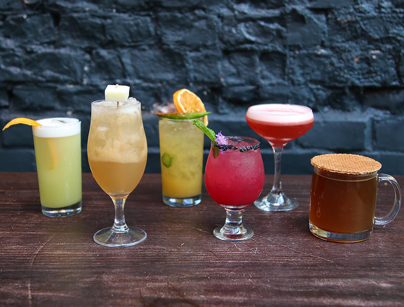 An assortment of fall cocktails available at Coppin's, including the Persephone (third from right) and Quince Charming (second from left). - Photo: facebook.com/CoppinsCovington