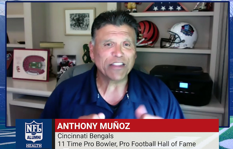 Anthony Muñoz is one of several former Bengals who will be present for photo ops and autographs at this COVID vaccine event. - Photo: NFL Alumni Health Vimeo screengrab