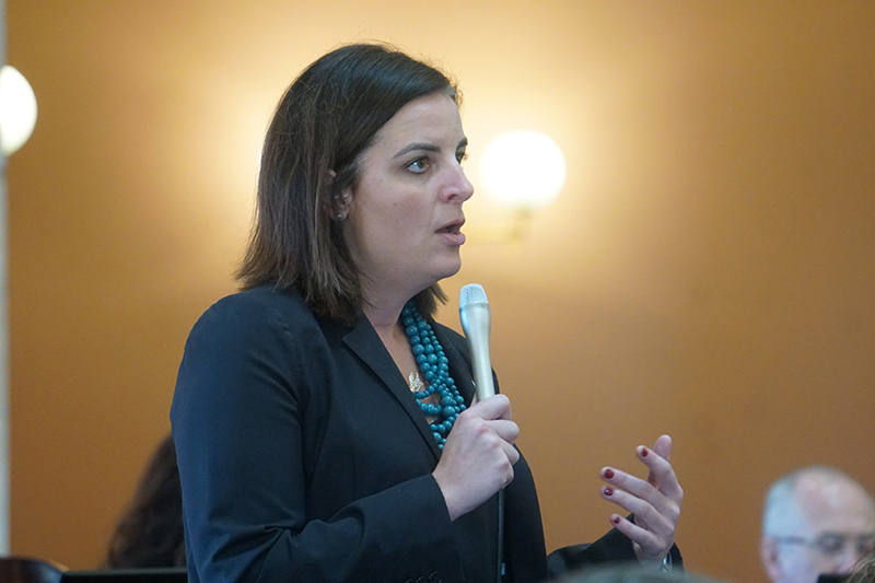 Rep. Kelly speaks on the House floor in favor of her bipartisan amendment to exempt menstrual hygiene products from state sales tax. - Photo: ohiohouse.gov