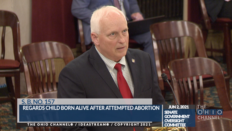 State Sen. Terry Johnson, R-McDermott, testifies on a new bill regarding "born alive" abortions. - Image: The Ohio Channel video still