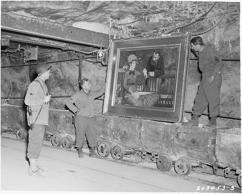 The U.S. Third Army discovers Édouard Manet’s "In the Winter Garden" in the salt mines at Merkers, April 25, 1945 - Photo: Courtesy of National Archives at College Park, Maryland