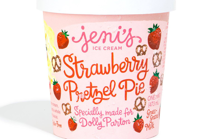 Jeni's Splendid Ice Creams and Dolly Parton have collaborated on a limited-edition flavor, Strawberry Pretzel Pie. - PHOTO: FACEBOOK.COM/JENISICECREAMS