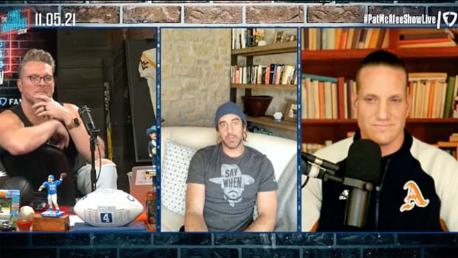 Green Bay Packers’ quarterback Aaron Rodgers spread misinformation about COVID vaccines on the "Pat McAfee Show" recently - Photo: Screengrab Pat McAfee Show
