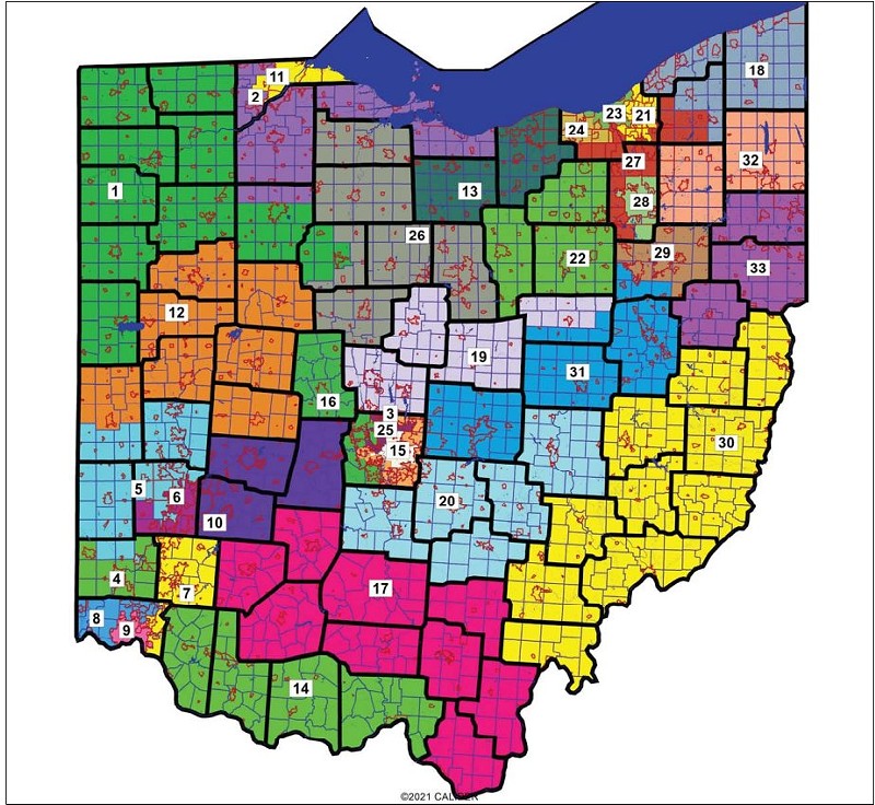 The Republican majority’s four-year Ohio Senate map. - PHOTO: PROVIDED BY THE OHIO CAPITAL JOURNAL