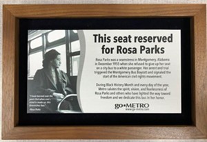 A plaque commemorating Rosa Parks - PHOTO: PROVIDED BY METRO