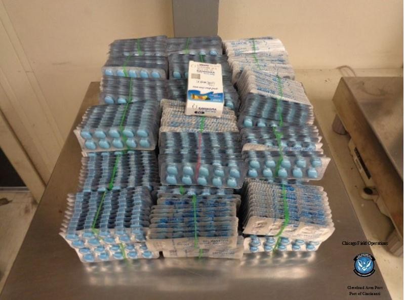 This stack of seized Viagra pills could cumulatively cause erections for months. - Photo: U.S. Customs and Border Protection