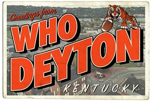 Dayton, Kentucky's vintage-styled "Greetings from Who Deyton" postcard - Photo: Provided by the city of Dayton, Kentucky