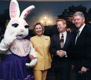 Schenz (second from right) and Junior Bunny with the Clintons - PHOTO: JESSE FOX