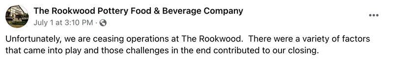 The Rookwood Pottery Food & Beverage Company in Mount Adams Closes Permanently (2)