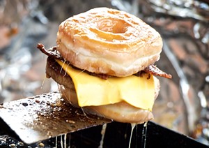 Grilled goetta donut sandwich with bacon and egg - PHOTO: PROVIDED BY GLIER'S GOETTAFEST