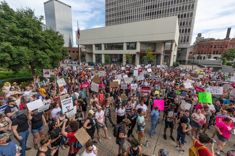 Protesters gather in downtown Louisville following the Supreme Court's overturning of Roe v. Wade in June. - Photo: Kathryn Harrington, LEO Weekly