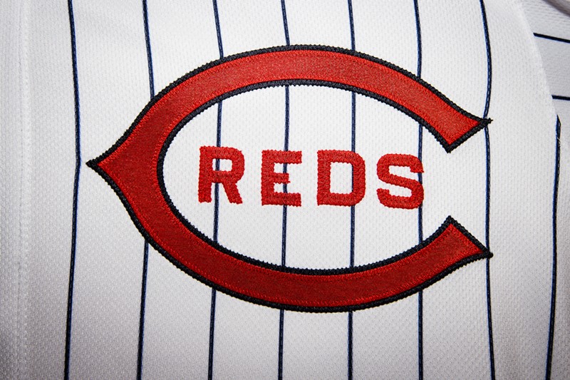 The Cincinnati Reds' throwback jerseys feature the familiar wide red "C" logo. - Photo: Provided by the Cincinnati Reds