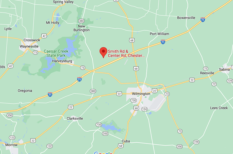 Law enforcement officials have chased an armed suspect in body armor to Wilmington on Aug. 11, 2022. Officials say the man had tried to break into the FBI's Cincinnati office. The area near Center Road and Smith Road remains under lockdown as of press time. - Photo: Google Maps