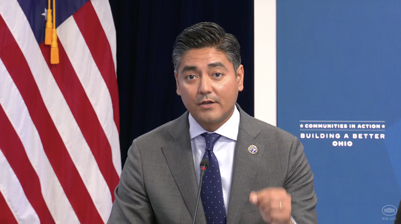 Cincinnati Mayor Aftab Pureval speaks at the White House on Sept. 7, 2022, about how the American Rescue Plan has boosted Cincinnati projects. - Photo: Via White House Streaming Service