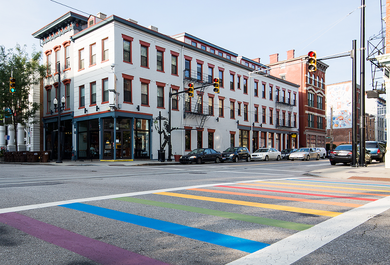 The rainbow crosswalk is located at the intersection of 12th and Vine streets. - Photo: Hailey Bollinger