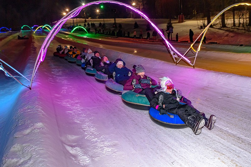 Mansfield's Snow Trails resort offers glow snow tubing after dusk from mid-December through mid-March. - Photo: Courtesy of Snow Trails