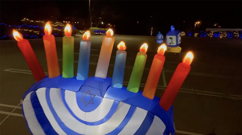 The Let it Glow Hanukkah light display returns to Rockwern Academy in Kenwood - Photo: Screengrab of Video from Robert White