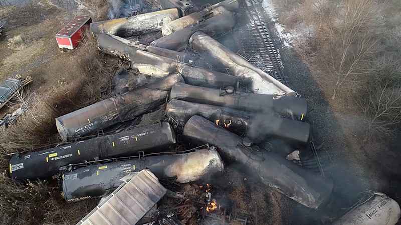 The site of the 2023 train derailment in East Palestine, Ohio. - Photo: National Transportation Safety Board, Public Domain