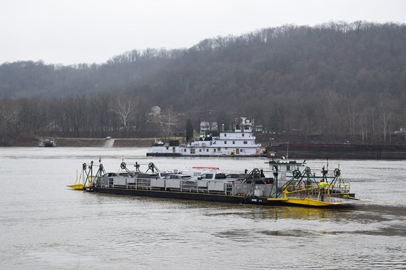 The Anderson Ferry moves over the Ohio River near Cincinnati in February of 2023. - Photo: Corey Willett, Unsplash