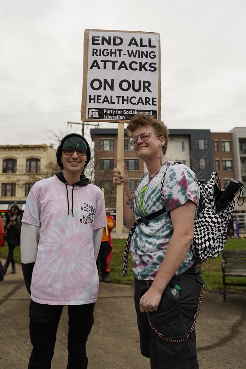 Pierce Emerson (right) said visibility is about more than just signs in the park, it’s about recognizing how many trans kids have existed over time. - Photo: Aidan Mahoney