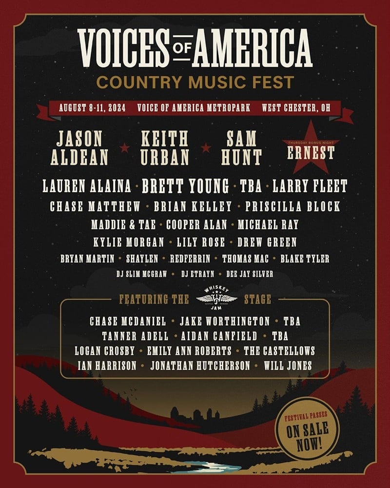The 2024 lineup of the Voices of America Country Music Fest - Photo: Provided by Further Concepts and Investors