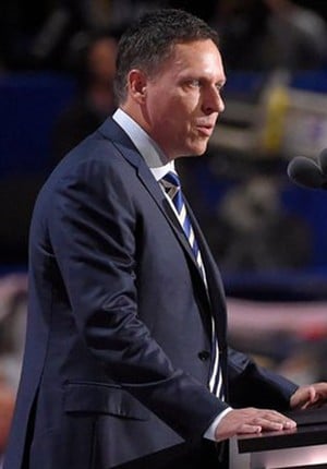 Peter Thiel speaks on the fourth day of the 2016 Republican National Convention. - Photo: Voice of America, Wikimedia Commons