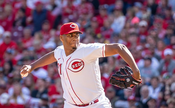 Cincinnati Reds pitcher Hunter Greene throws to the plate during the season opener at Great American Ball Park on March 30, 2023.