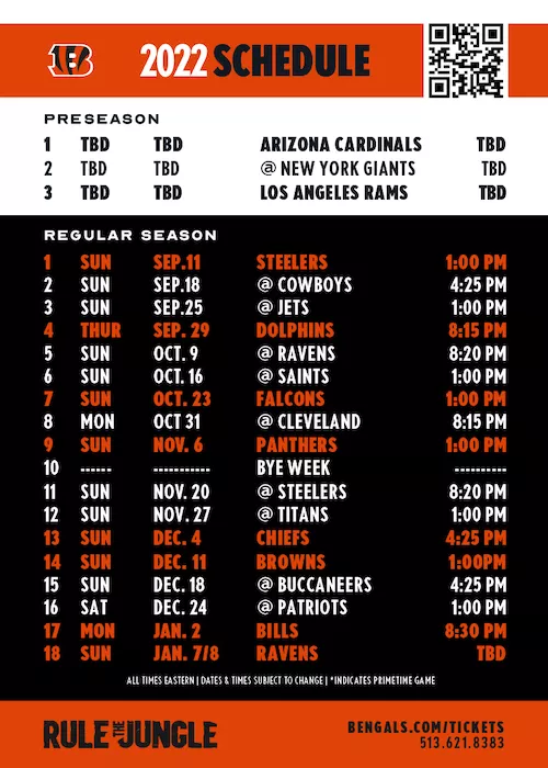 Cincinnati Bengals Schedule 2023 Lynette Maxwell Buzz