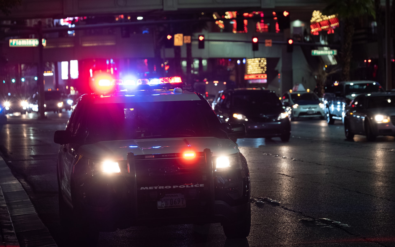 Police car lights in the dark