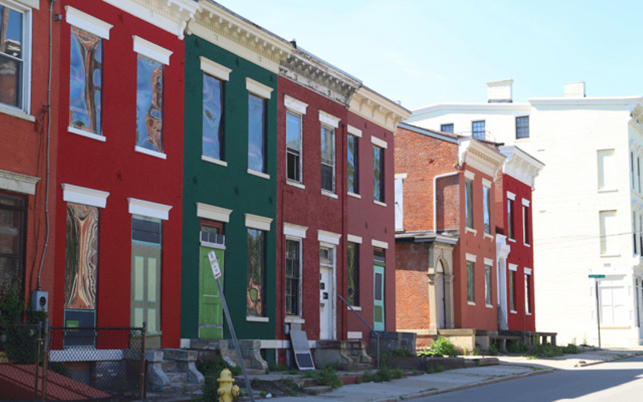 Rowhouses on Baymiller Street in the West End awaiting renovation