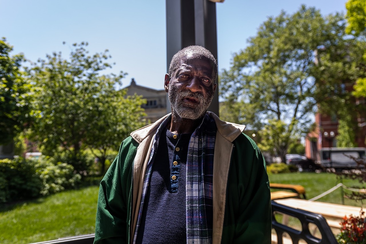 Pat, a lifetime Cincinnati resident, walks around Washington Park where he has lived for at least two weeks. Pat has always lived in Cincinnati and didn’t give a clear response on why he was living in Washington Park. “Well, I live here. No family. I’ve been staying here for two weeks now,” he said.